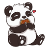 Cuddly panda nibbles donut