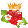 Erdbeere mit Krone Blüten und Blätter