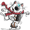 Cat running ice skates