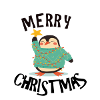 Merry Christmas penguin with star
