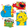 Sesame Street Cookie, Bibo, Elmo, Oscar