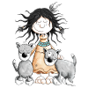 Indian Girl with wolf friends