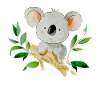 Koala bear eats bamboo koala bear sits on tree