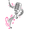 Mikrofon mit Musiknoten und Notenschlüssel