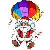Funny Santa Claus with parachute