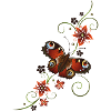 Peacock butterfly with floral ornament
