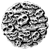 skulls in a round frame