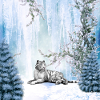 Schneetiger in einer Winterlandschaft