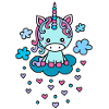 Nuvole di unicorno carino, cuore, kawaii, anime e