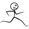 Running stick figure, running