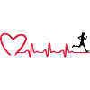 Running woman and ECG heart rate, running