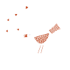 Oiseau rétro scandinave avec coeurs