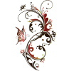 Flower with butterfly, red and brown