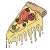 Pizza piece with melted cheese
