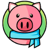 Cochon rose avec écharpe