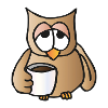 Owl with coffee