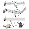Chats dansants sur fond noir