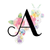 Monogramm Buchstabe A mit Pastellblüten