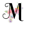 Monogramm Buchstabe M mit Pastellblüten