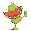 Frosch mit Melone