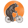 Fahrrad fahrender Braunbär
