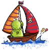 Grenouille en mer - bateau - comique