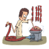 Butcher knife meat sausage