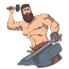 Blacksmith anvil hammer sword