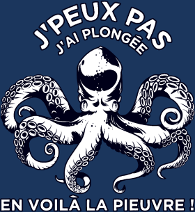 T-shirt 'J'peux pas J'ai Plongée !' Affichez votre passion sous-marine avec humour. Idéal pour les plongeurs et amateurs de grand bleu. Un m...