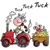 Vache conduisant un tracteur - Cadeau