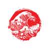 Japon - drapeau avec mer / vague