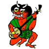 Japanese devil shirt on guitar