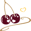 Deux cerises aux cœurs, amoureuses.