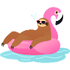 Sloth Sleeping On Flamingo Pool Float
