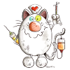 Krankenschwester Katze mit Herz - Comic