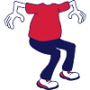cartoon figure without a head