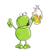 Frog with beer - alcohol - drink - comic