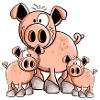 Pig Family - Piglet - Swine - Cartoon - Gift