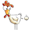 Poule pond un oeuf dessin animé