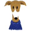 Greyhound in blue sweater