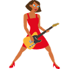 Guitarist with red dress