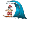 Surfen Santa Weihnachten Strand Surfbrett Surfer