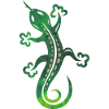 Green lizard, tribal and tattoo style.