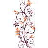 Filigrane Ranke mit Blättern und Blumen.