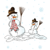 Snowmen, winter, snowflakes