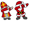 Sinterklaas en Kerstman dab dabbing