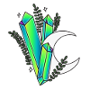 Crescent with crystals