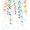 Silvester. Bunte Luftschlangen mit Konfetti.