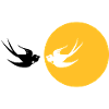 Zwei Schwalben vor Sonne
