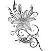 Lilies with filigree tribal ornament, floral.